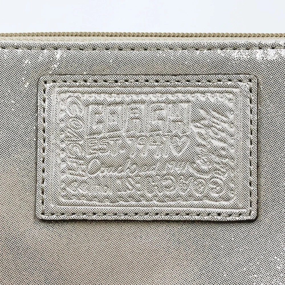 NWT Coach Champagne Metallic Leather Small Wristlet